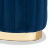 Baxton Studio Kirana Glam and Luxe Navy Blue Velvet Fabric and Gold PU Leather Ottoman 175-11241-Zoro